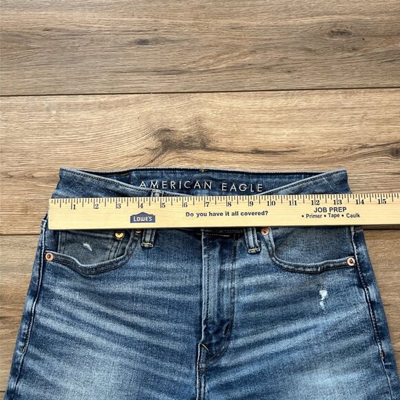 American Eagle AE Athletic Skinny Denim Jeans SZ 29x30 Blue Stretch Distressed - Picture 4 of 12